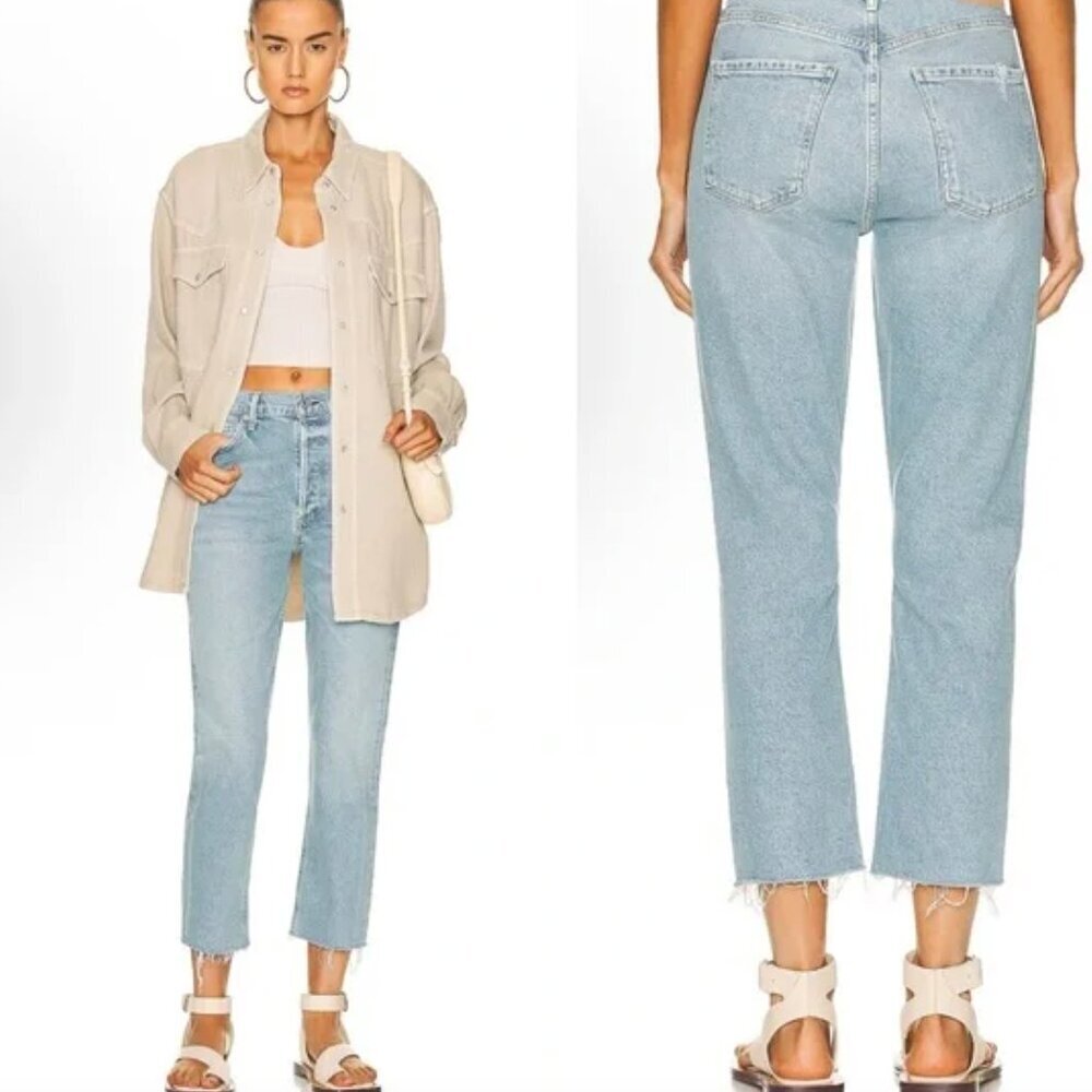 Citizens of Humanity Charlotte Crop High Rise Straight Jeans Parlay Size 25